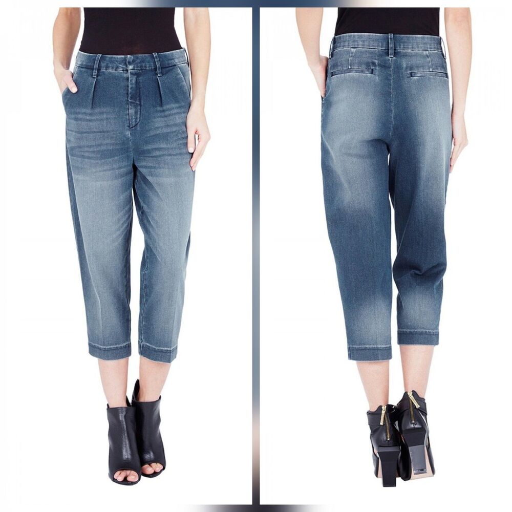 Sass & Bide Night Vision Denim Pleated Cropped Jeans Pants Blue Womens Size 4